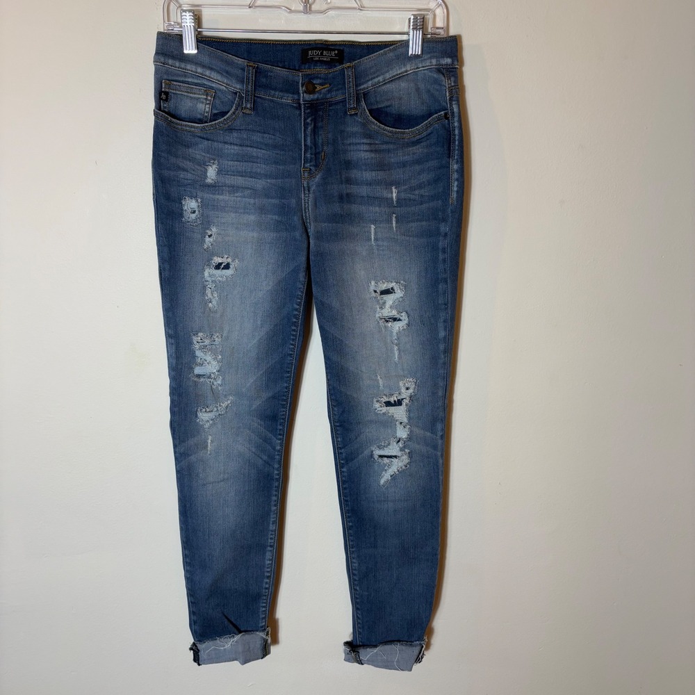 Judy‎ Blue Distressed Cuffed Skinny Jeans Size 9/29